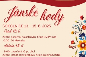 13. - 15.6 Jánské hody, 4.-.6.7. Saňař cup, Sokolnice