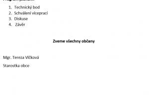 Veřejné zasedání zastupitelstva 14. 1. 2025