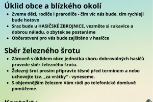 Uklid obce a sběr železného šrotu v sobotu 21.3.2026